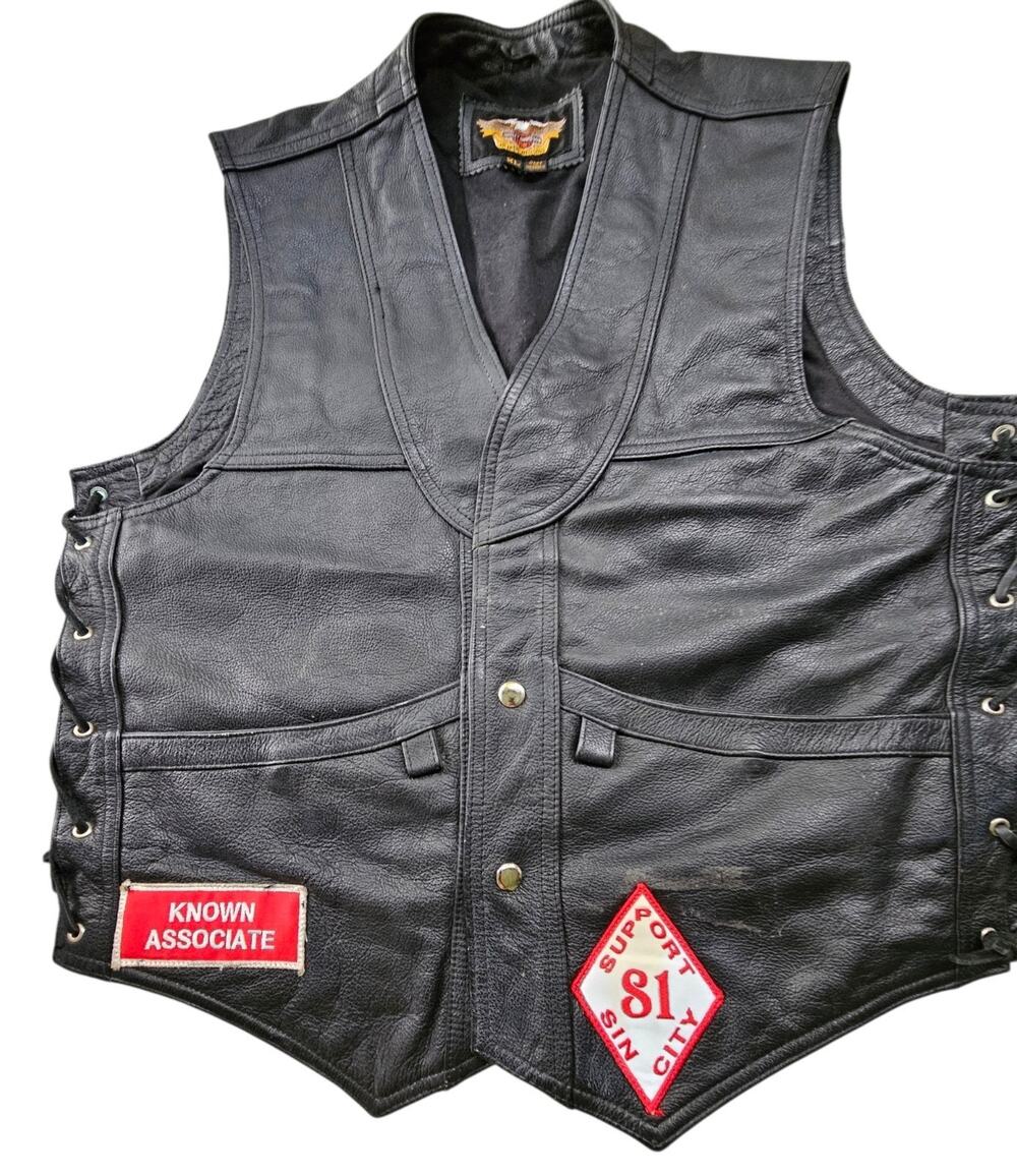 Vintage Womens Harley Davidson Leather Motorcycle Vest– Custom Patchwork Designs